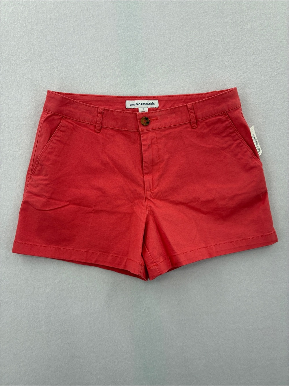3For$20 Amazon Essentials Women’s Coral-Red Casual Cotton Bermuda Shorts size 12